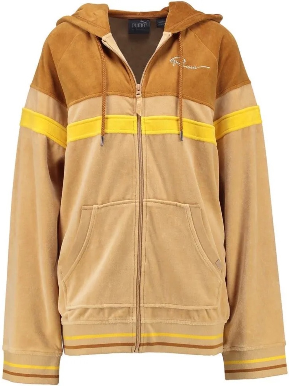 Fenty Puma (Collab with Rihanna) Gold Brown Velour Y2K Zip Up Hoodie (XL)